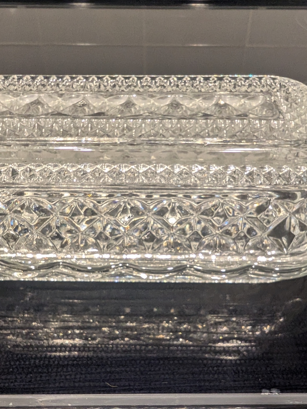 Clear Glass Crystal Butter Dish